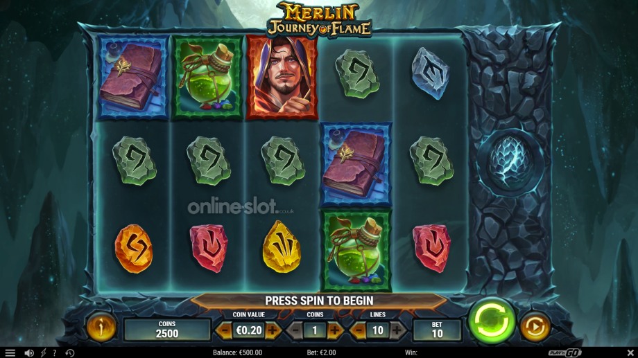 merlin journey of flame slot base game