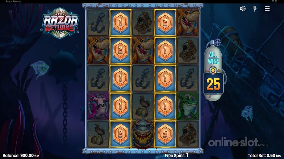 razor returns slot free spins feature