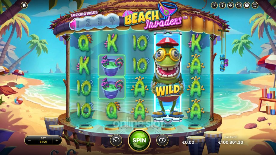 beach invaders slot base game