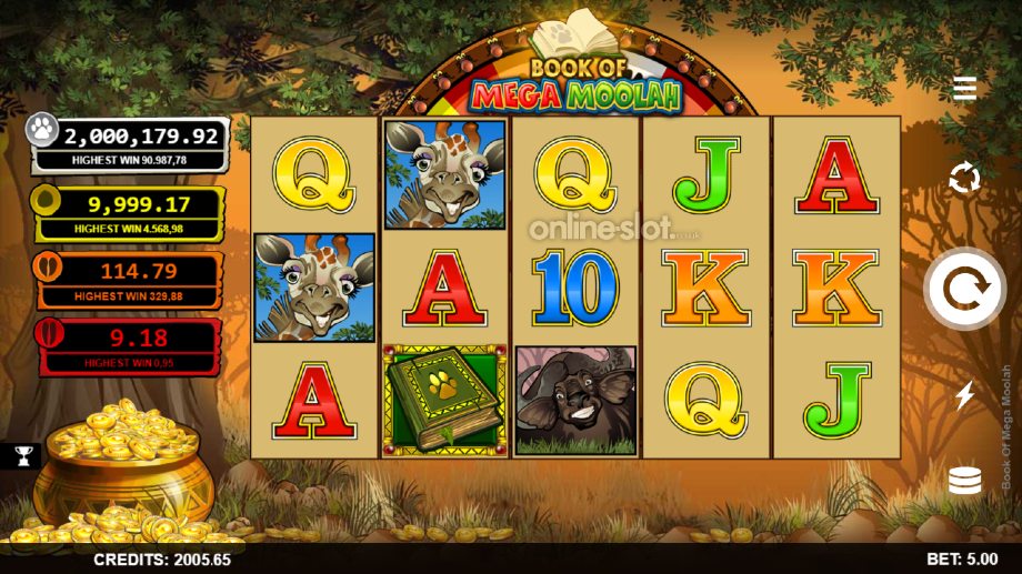 book of mega moolah slot base game