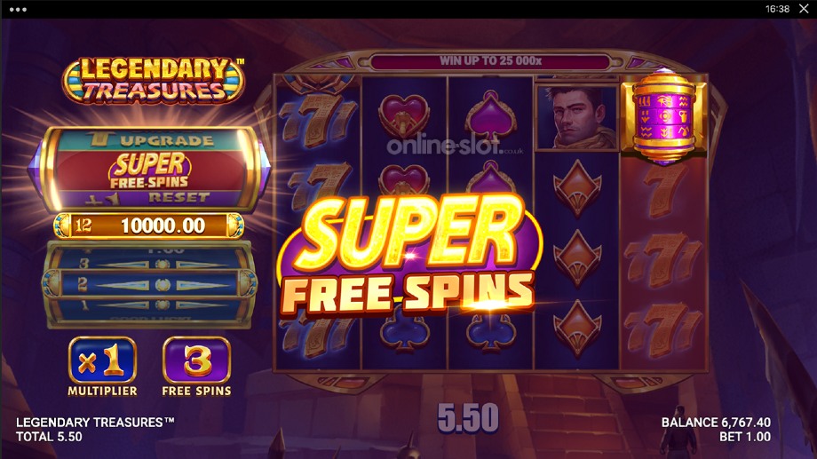 legendary treasures slot super free spins feature
