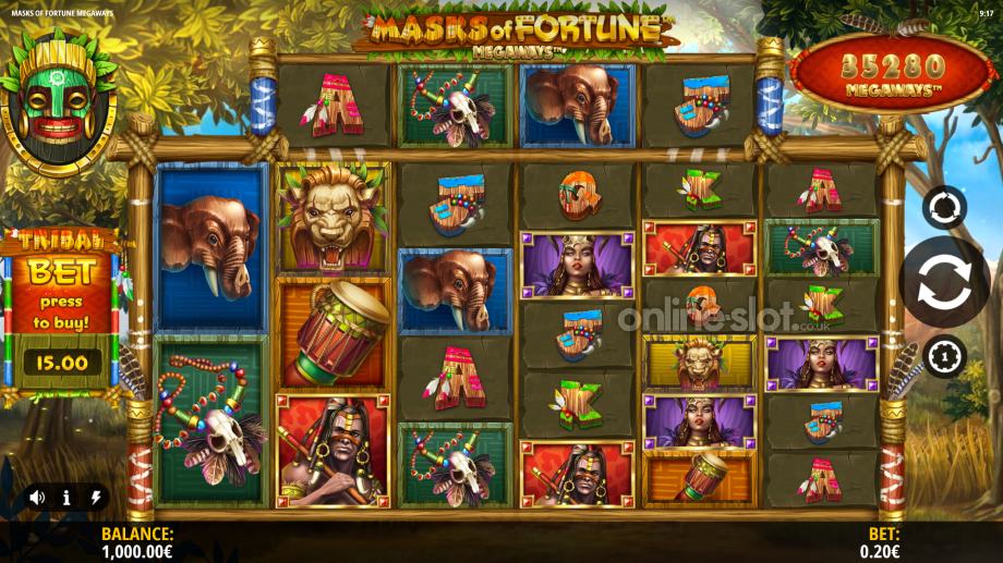 masks of fortune megaways slot base game