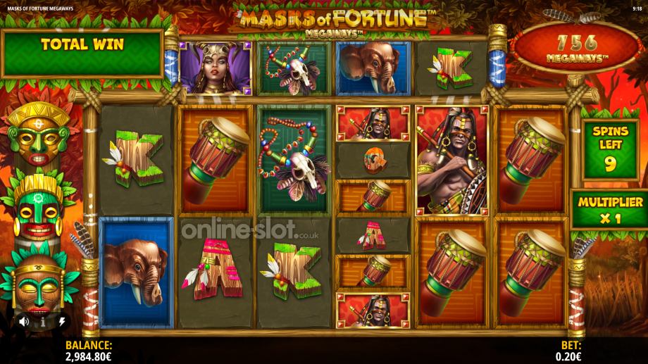 masks of fortune megaways slot free spins feature