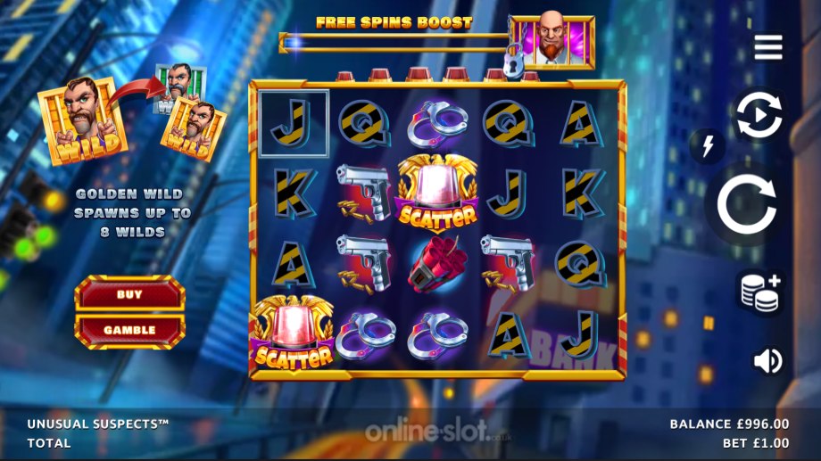 unusual suspects slot base game