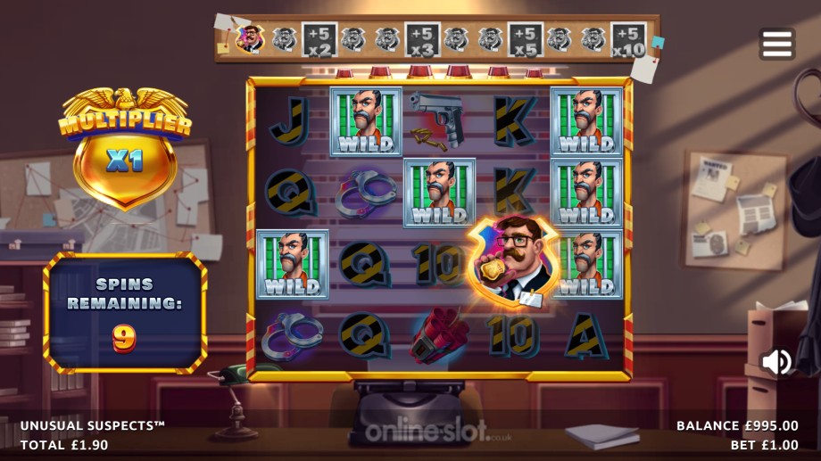 unusual suspects slot free spins