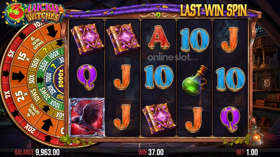 3 lucky witches slot win spins feature