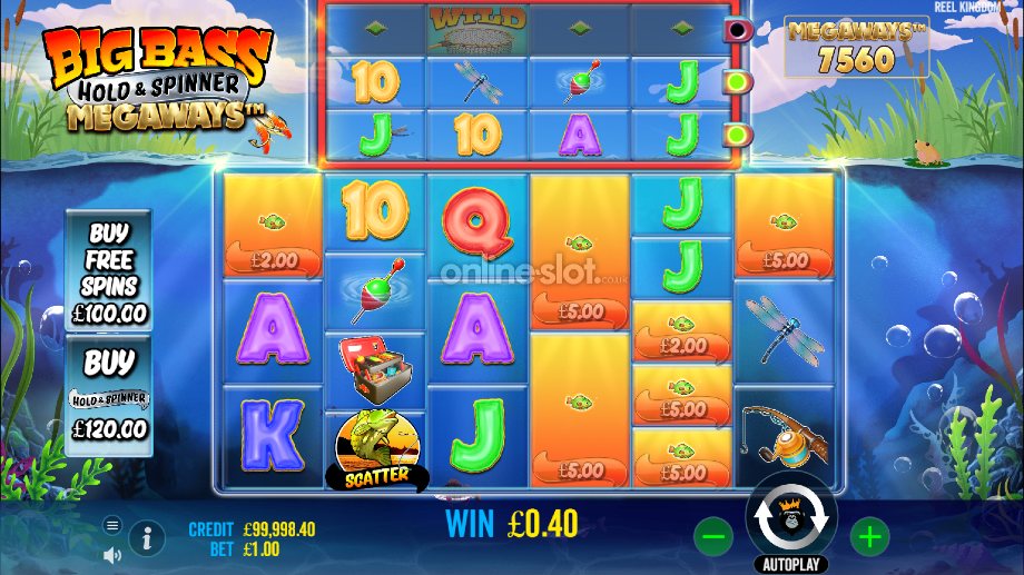big bass hold and spinner megaways slot base game