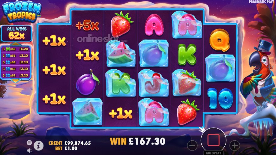 frozen tropics slot free spins feature