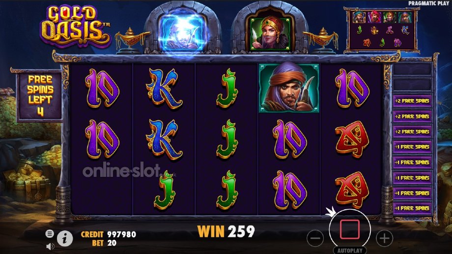 gold oasis slot free spins feature
