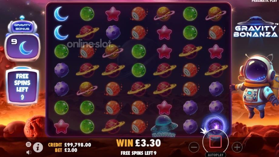gravity bonanza slot free spins feature