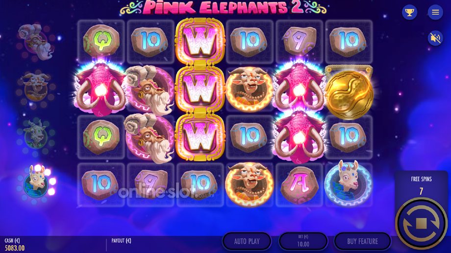 pink elephants 2 slot free spins feature