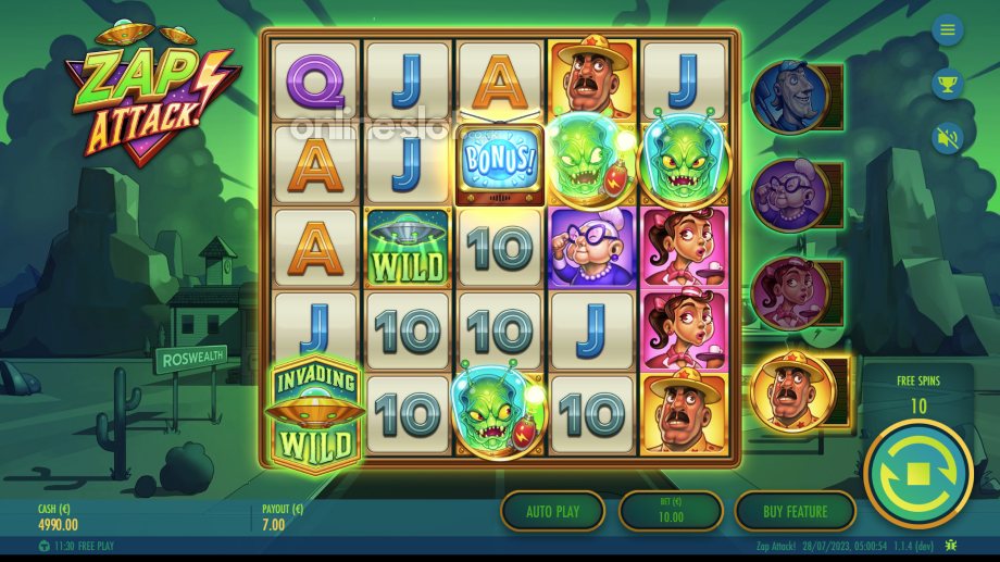zap attack slot free spins feature