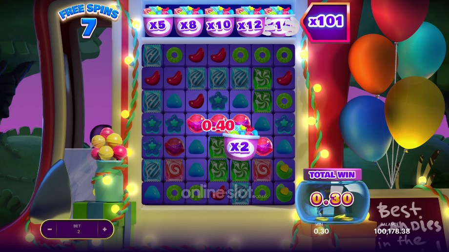 101 candies slot free spins feature
