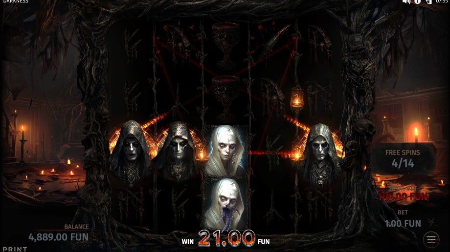 darkness slot free spins