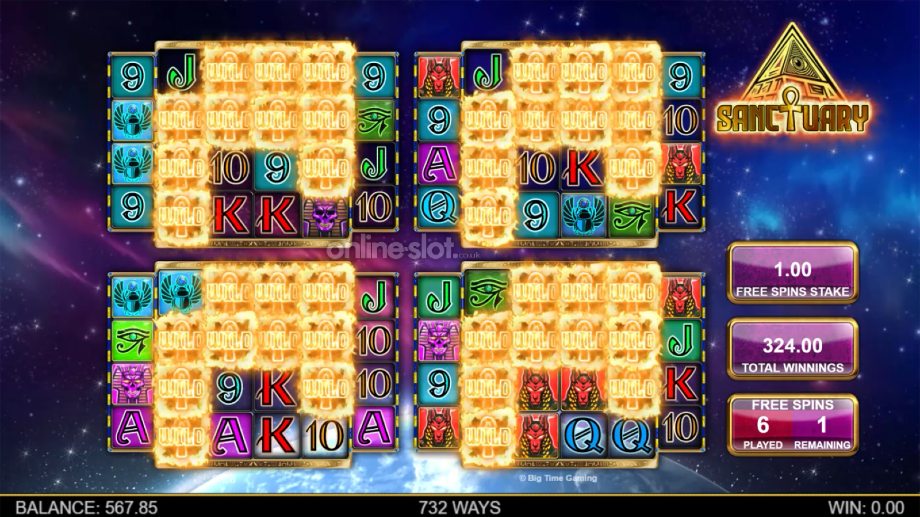 sanctuary slot sticky wild free spins feature