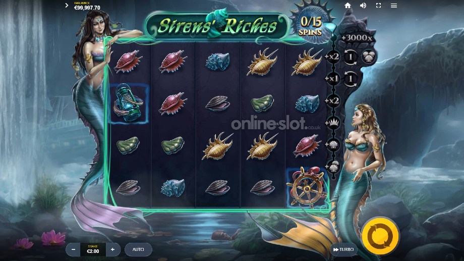 sirens riches slot base game