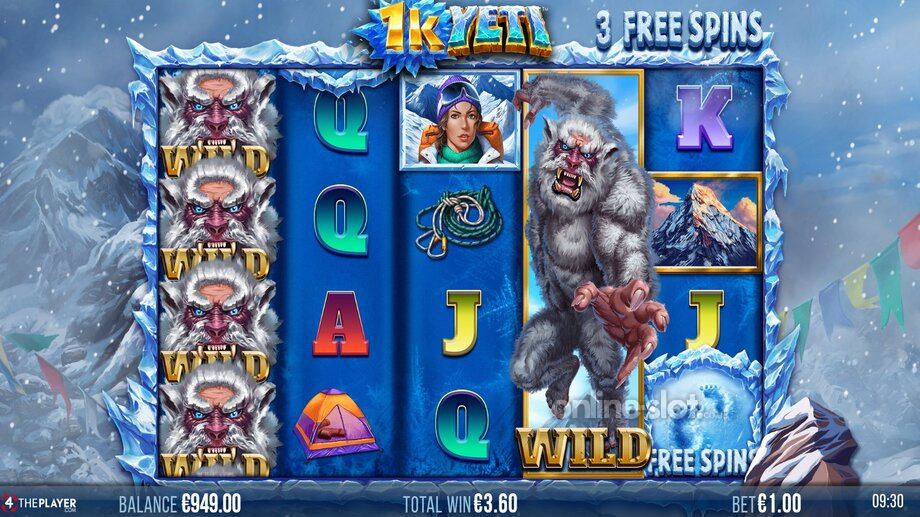 1k yeti slot free spins feature