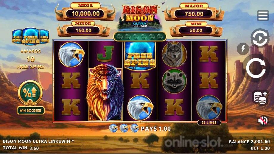 bison moon ultra link and win slot base game