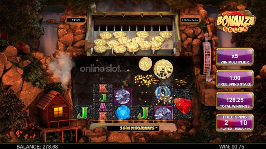 bonanza falls slot megadozer free spins feature