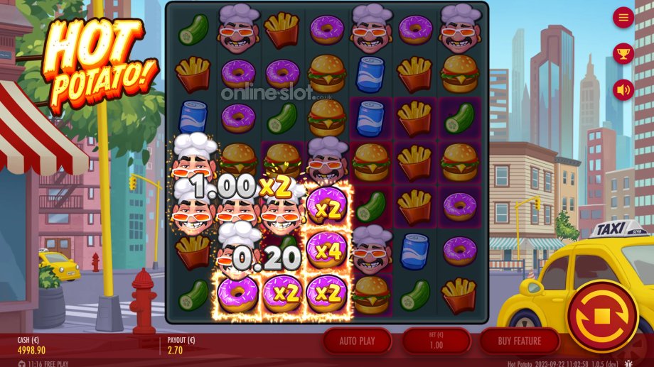hot potato slot multiplier grid feature