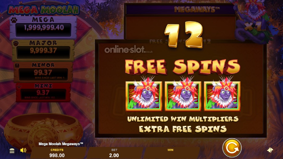 mega moolah megaways slot free spins feature