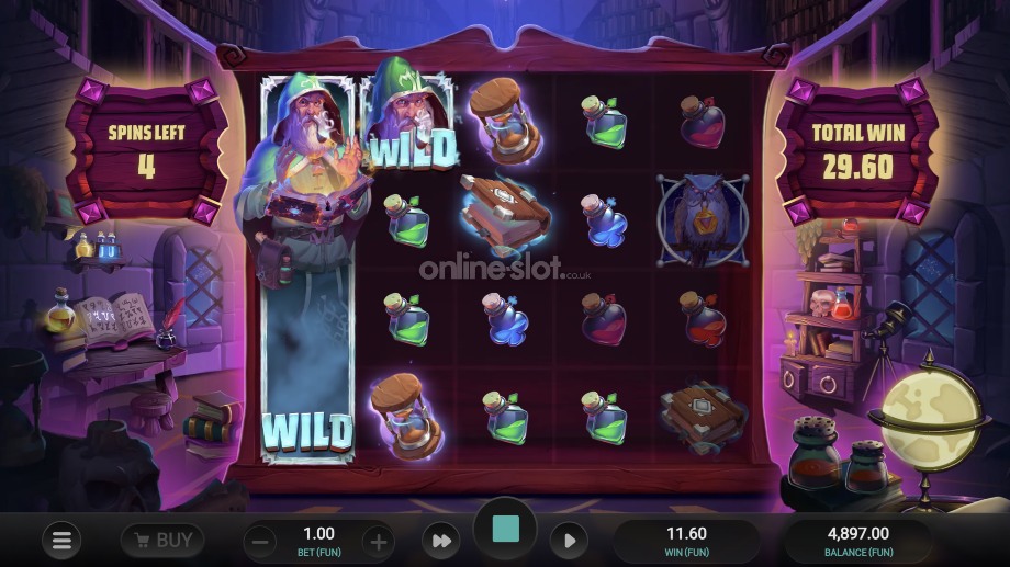 the sorcerers shuffle slot free spins feature