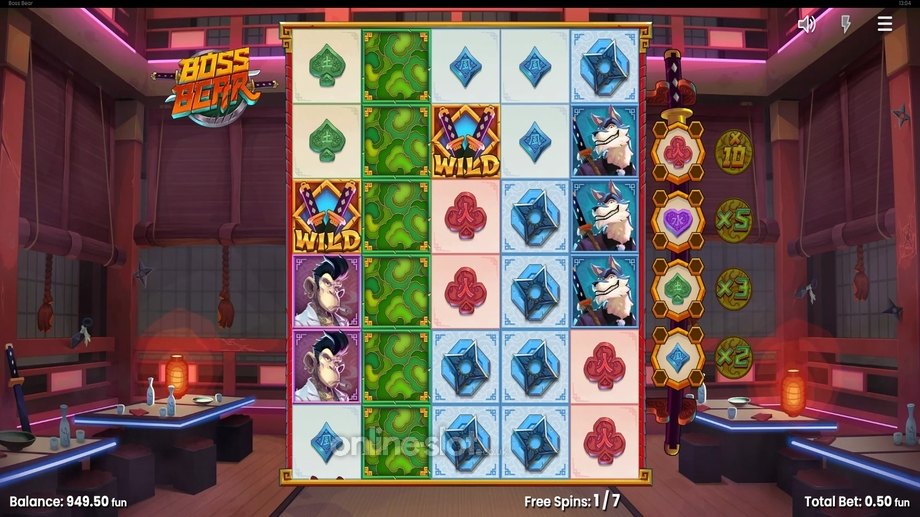 boss bear slot free spins feature