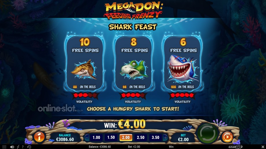 mega don feeding frenzy slot shark feast feature