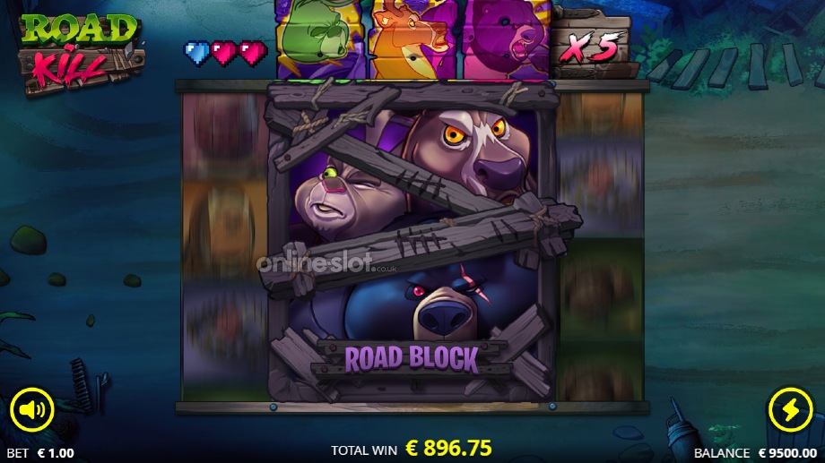 roadkill slot roadblock feature