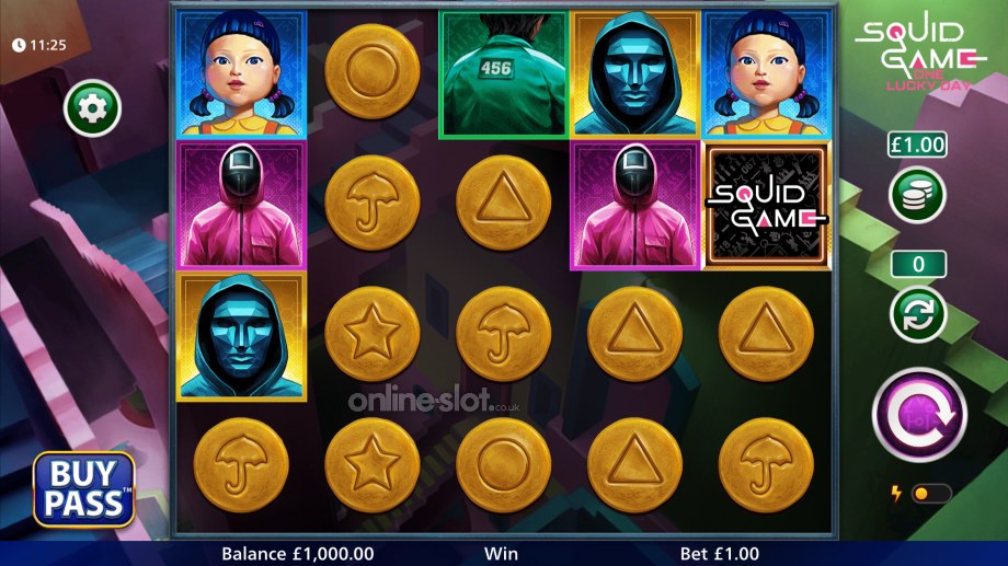 squid game one lucky day slot base game