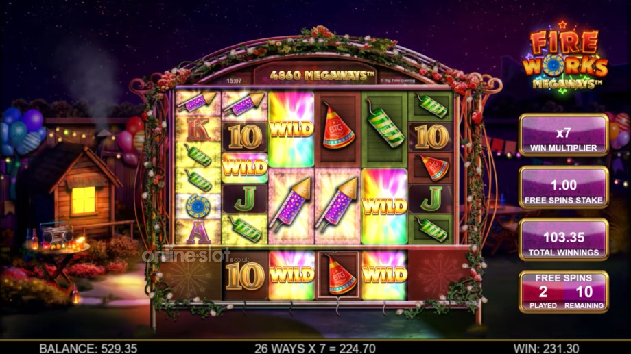 fireworks megaways slot free spins feature