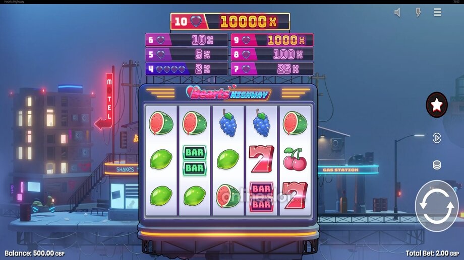hearts highway slot base game