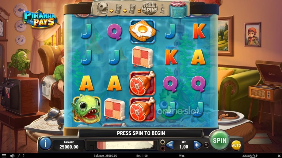 piranha pays slot base game