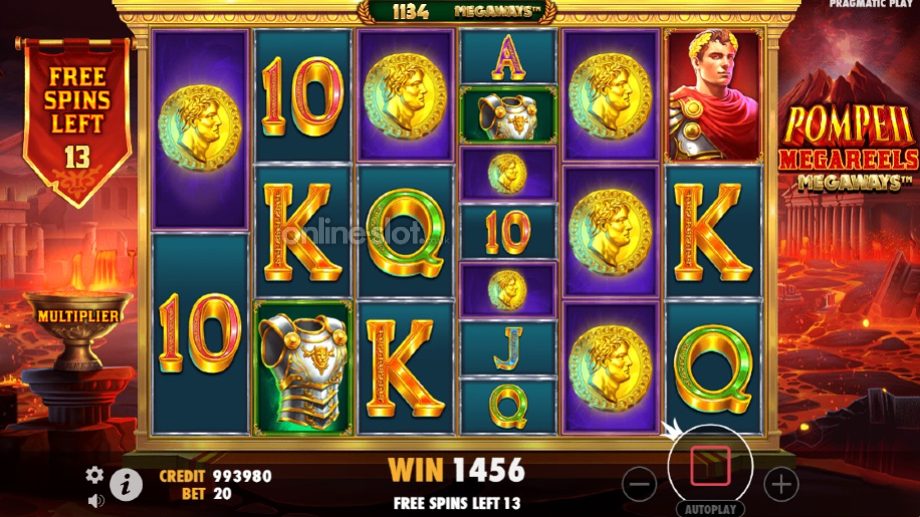 pompeii megareels megaways slot free spins feature