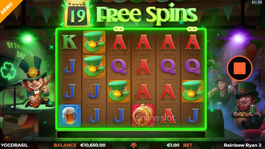 rainbow ryan 2 slot free spins feature