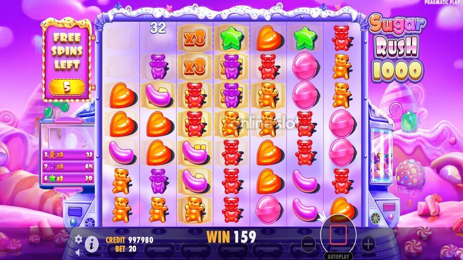 sugar rush 1000 slot free spins feature