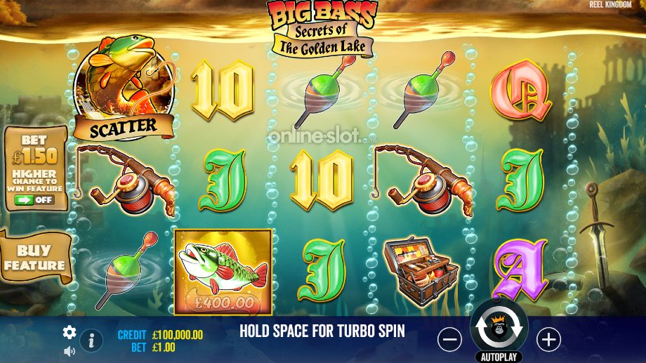 big bass secrets of the golden lake slot base game