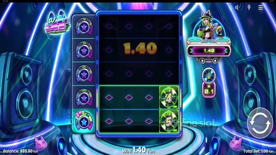 dj cat slot win what you see feature