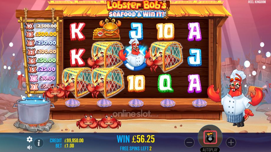 lobster bobs sea food and win it slot free spins feature