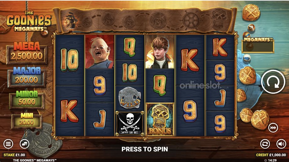 the goonies megaways slot base game