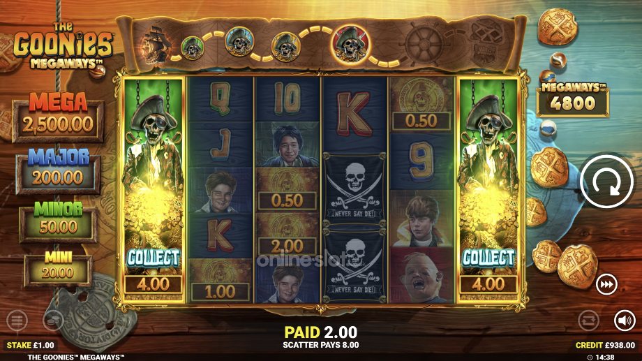 the goonies megaways slot cash collect feature