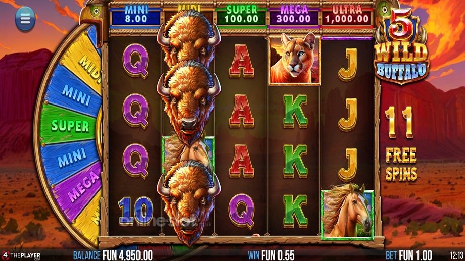 5 wild buffalo slot free spins feature