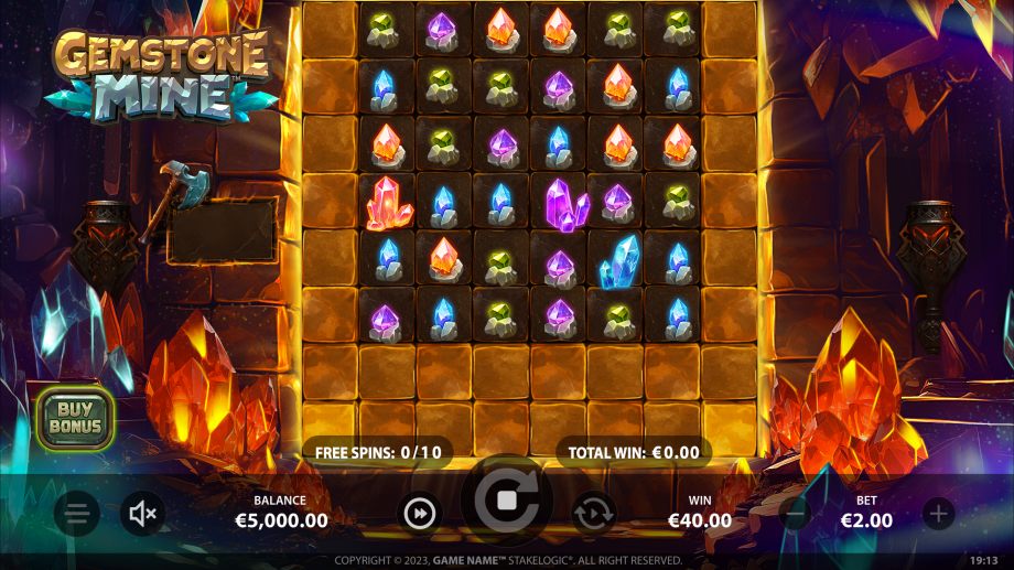 gemstone mine slot free spins feature