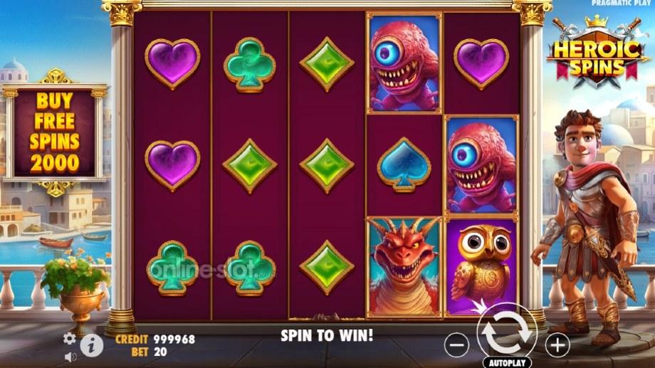 heroic spins slot base game