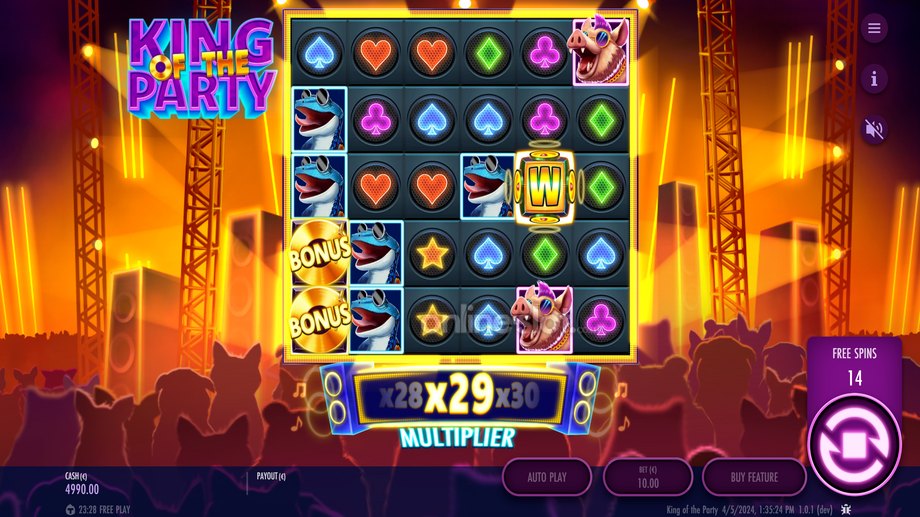 king of the party slot free spins feature