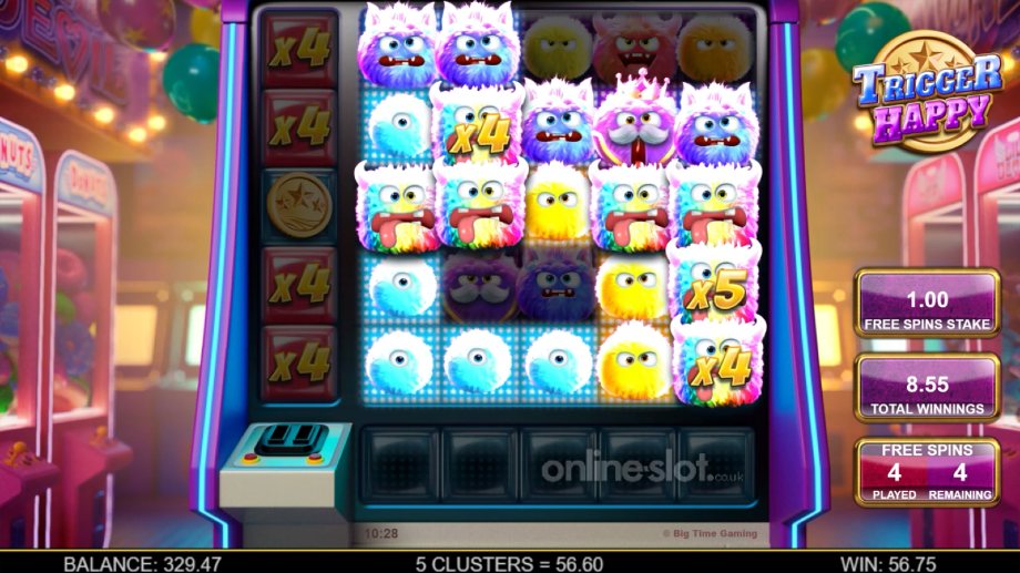 trigger happy slot free spins feature