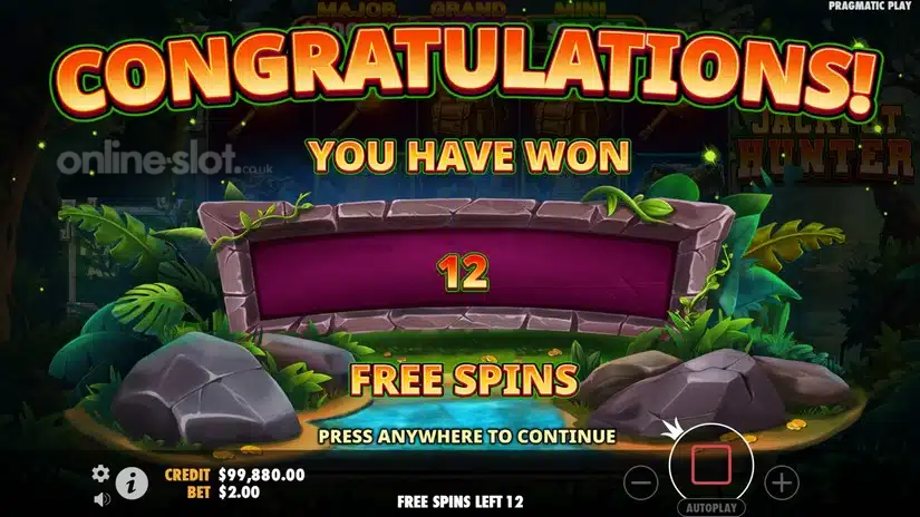 jackpot hunter free spins slot
