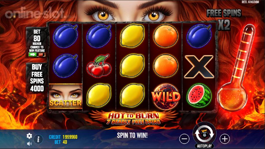 hot to burn 7 deadly free spins slot base game