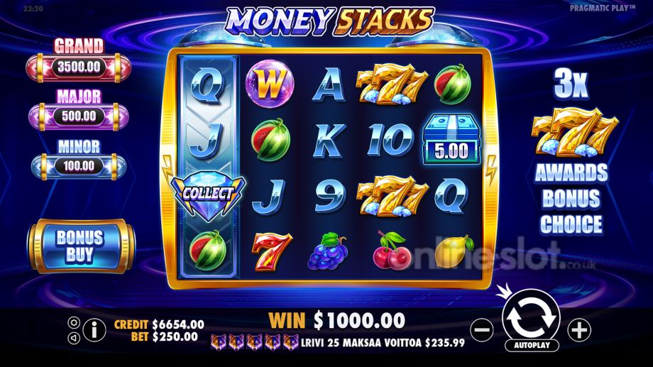 money stacks slot base game