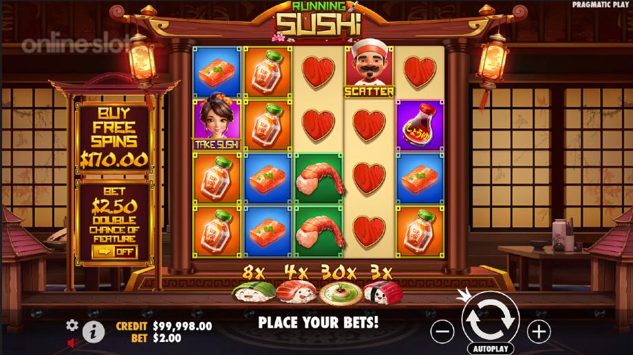 running sushi slot base game